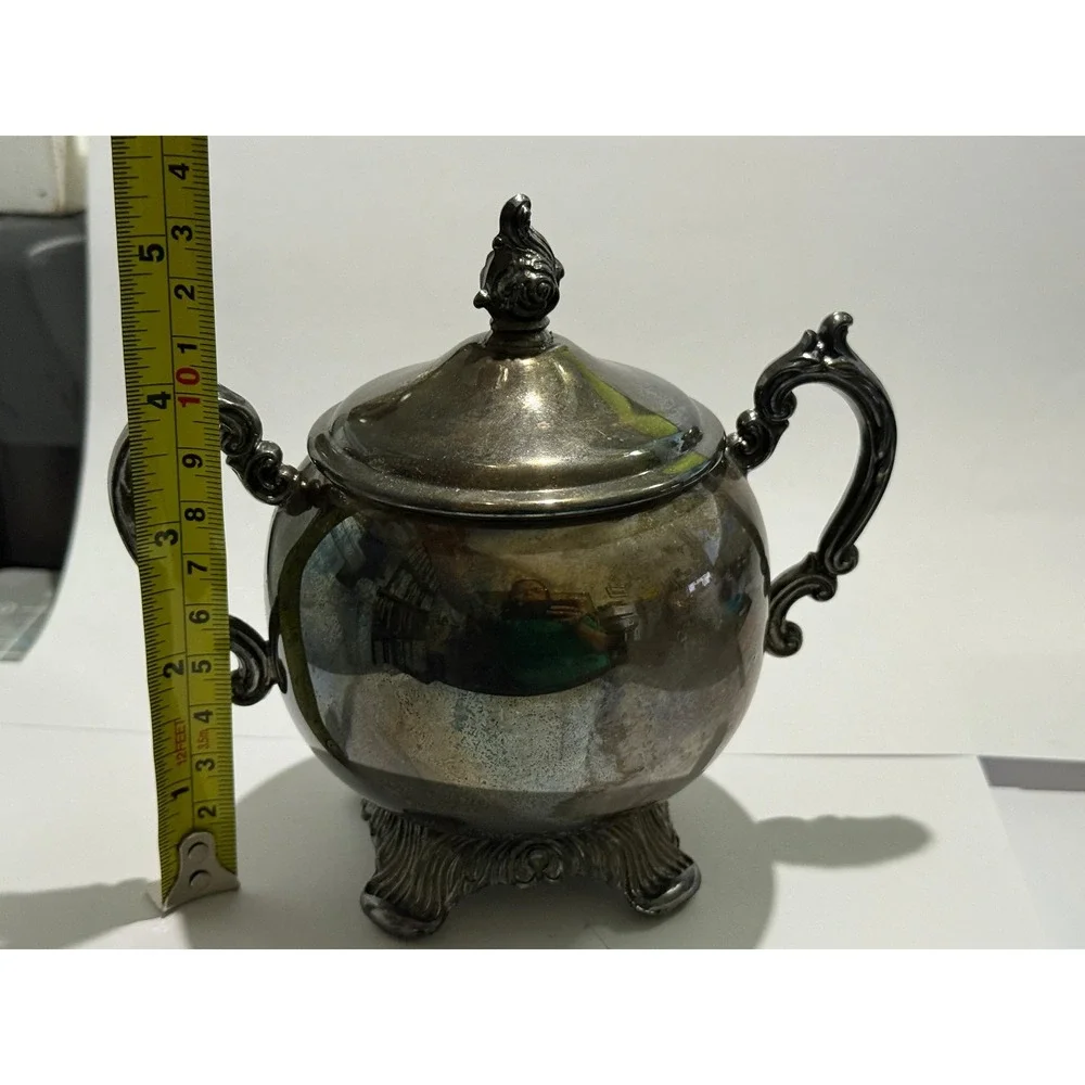 Vintage FB Rogers Silver Co Footed Sugar‎ Bowl Lid Company coffee tea